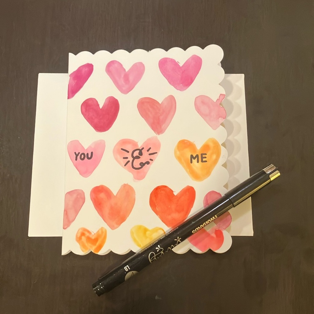 Hand lettered and water color painted Valentine’s Day Card